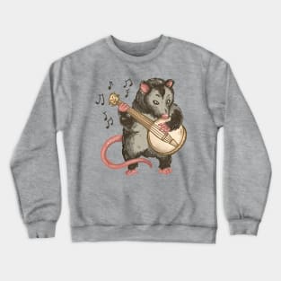 Opossum Playing Banjo Funny Possum Crewneck Sweatshirt